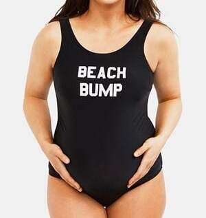 Motherhood Maternity Beach Bump Graphic One Piece Swimsuit Black SZ Small